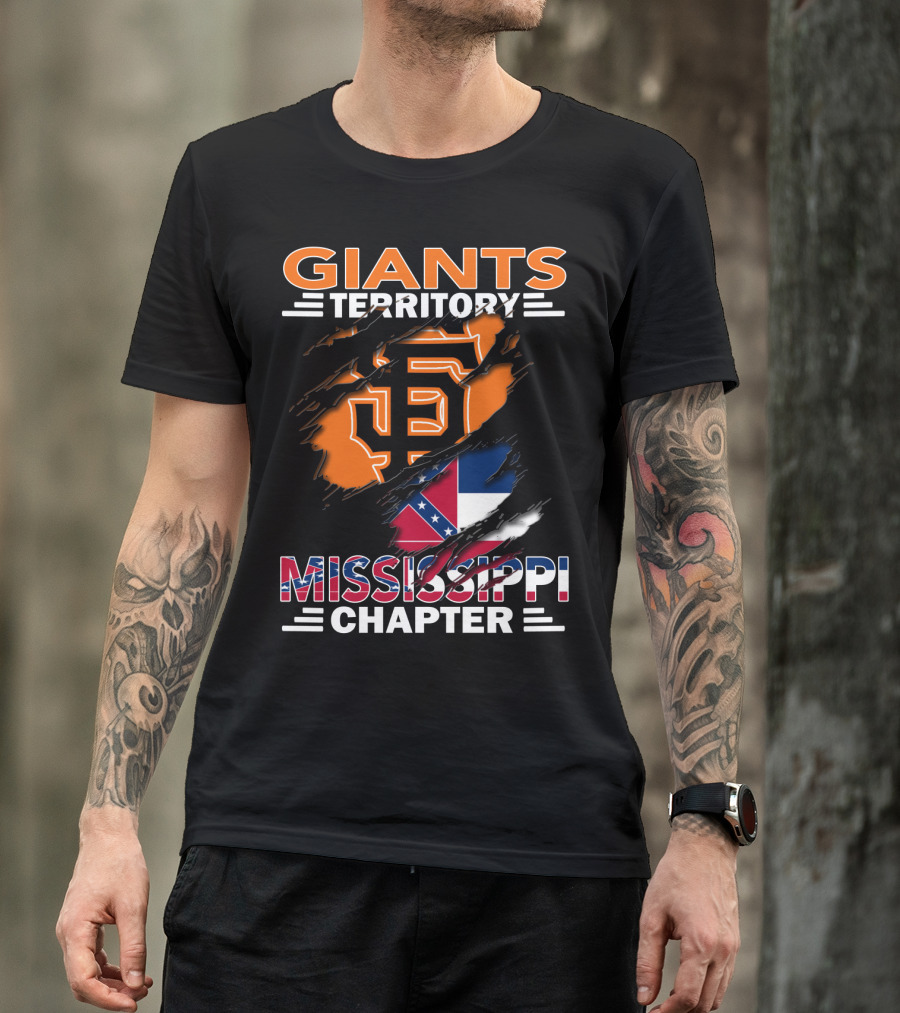 Giants Territory Mississippi Chapter SF Logo Confederate Flag Elements T-Shirt
