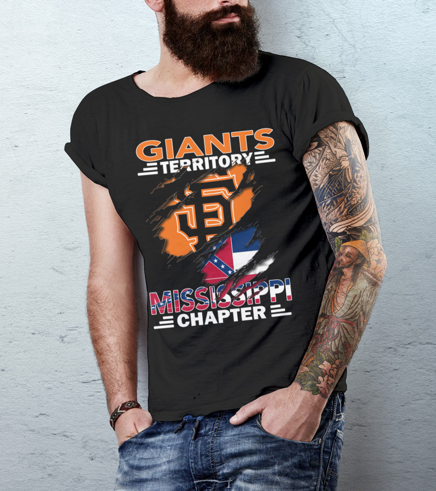 Giants Territory Mississippi Chapter SF Logo Confederate Flag Elements T-Shirt