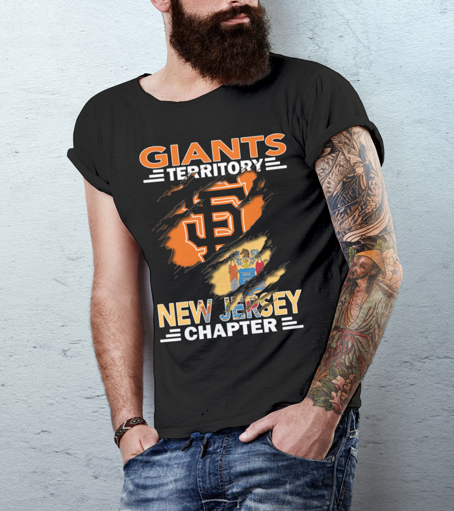 Giants Territory New Jersey Chapter San Francisco Logo And State Flag T-Shirt