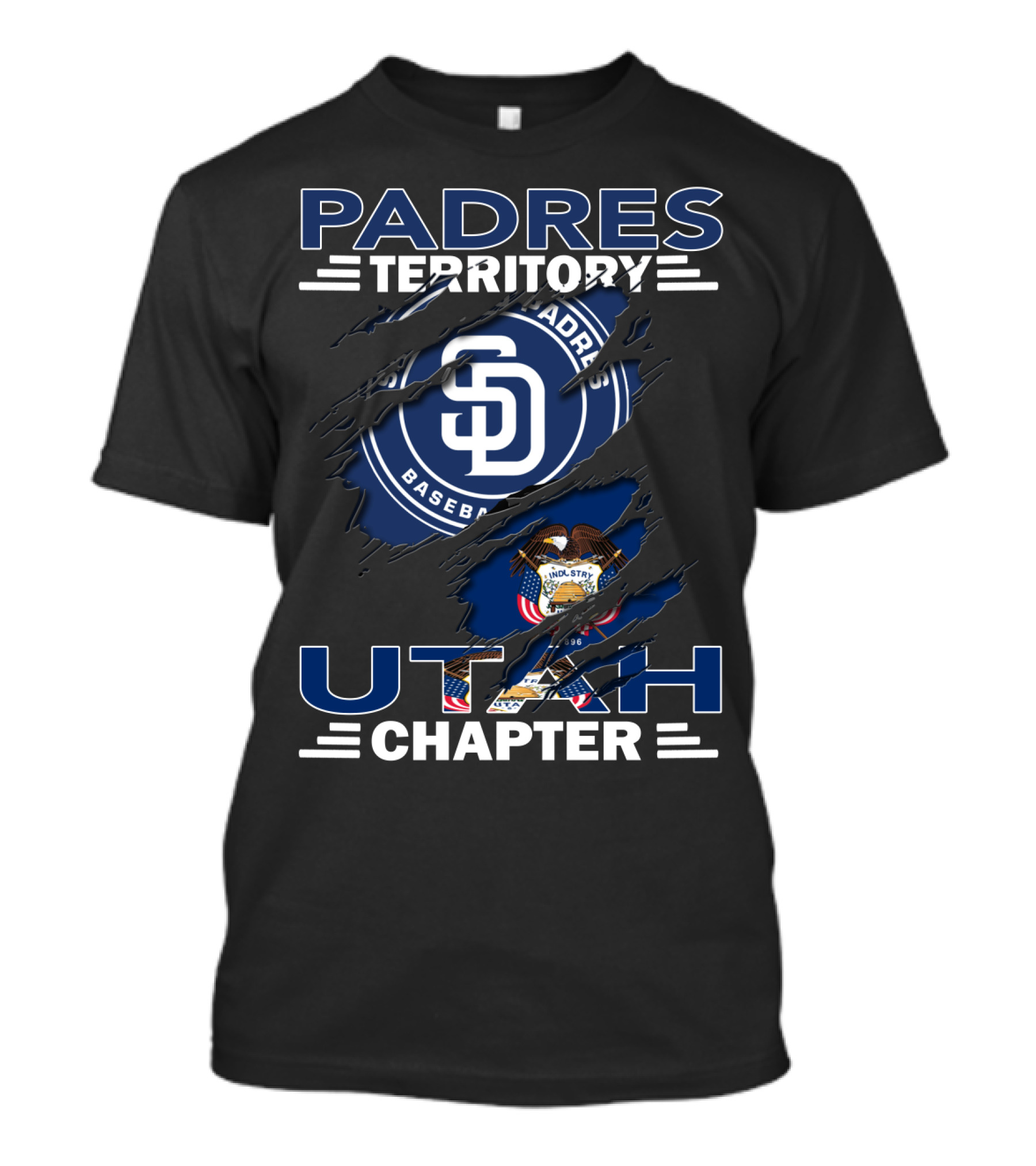 Padres Territory Utah Chapter San Diego Padres Baseball Utah State Flag Integration T-Shirt