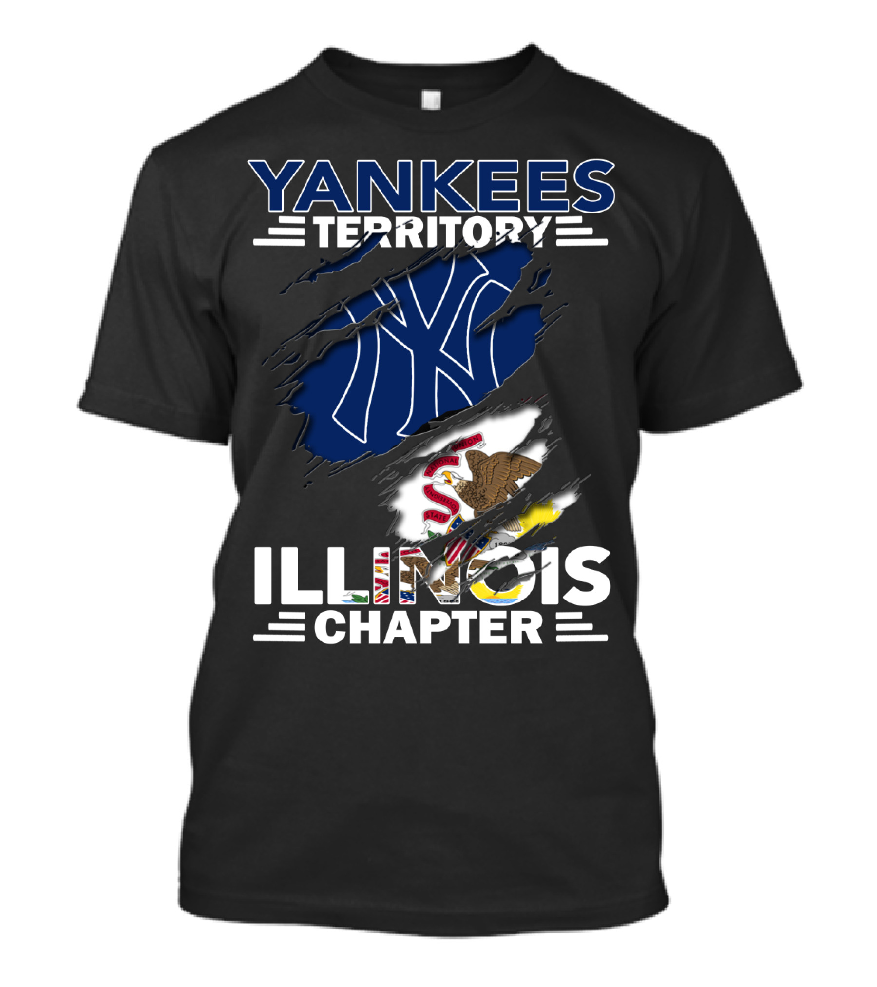 Yankees Territory Illinois Chapter Yankees Logo Illinois Flag T-Shirt