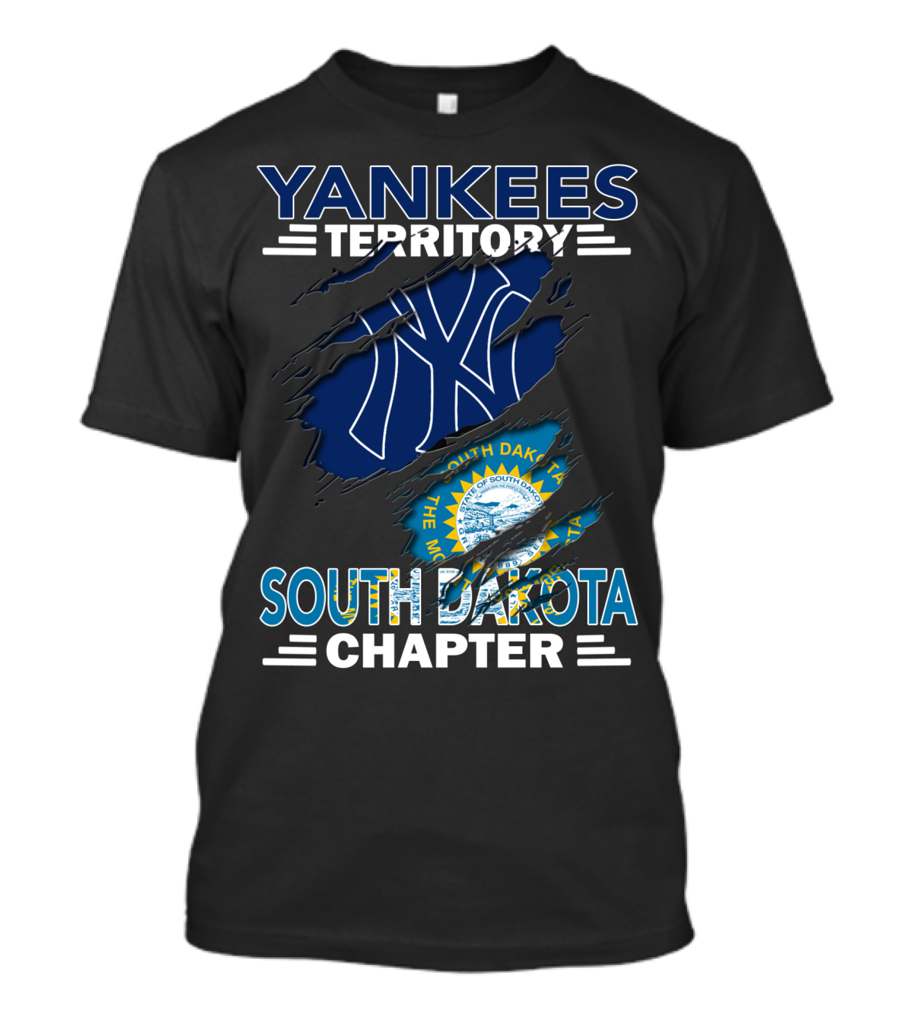 Yankees Territory South Dakota Chapter Yankees Logo South Dakota Flag T-Shirt