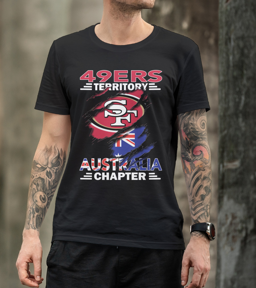 49ers Territory Australia Chapter SF Logo With Australian Flag Background T-Shirt