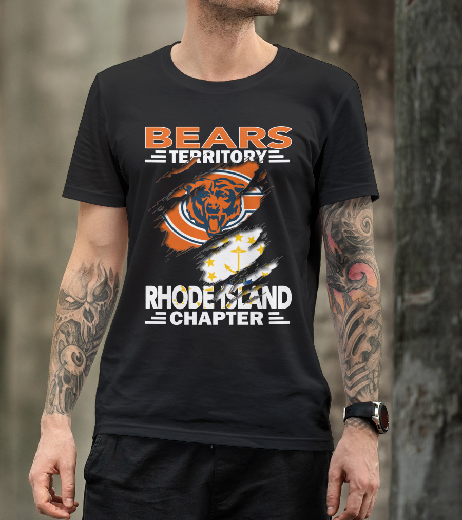 Bears Territory Rhode Island Chapter Chicago Bears Logo And Rhode Island Flag T-Shirt