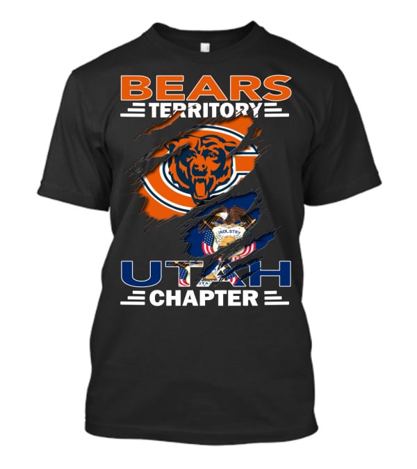 Bears Territory Utah Chapter Chicago Bears Utah State Flag T-Shirt