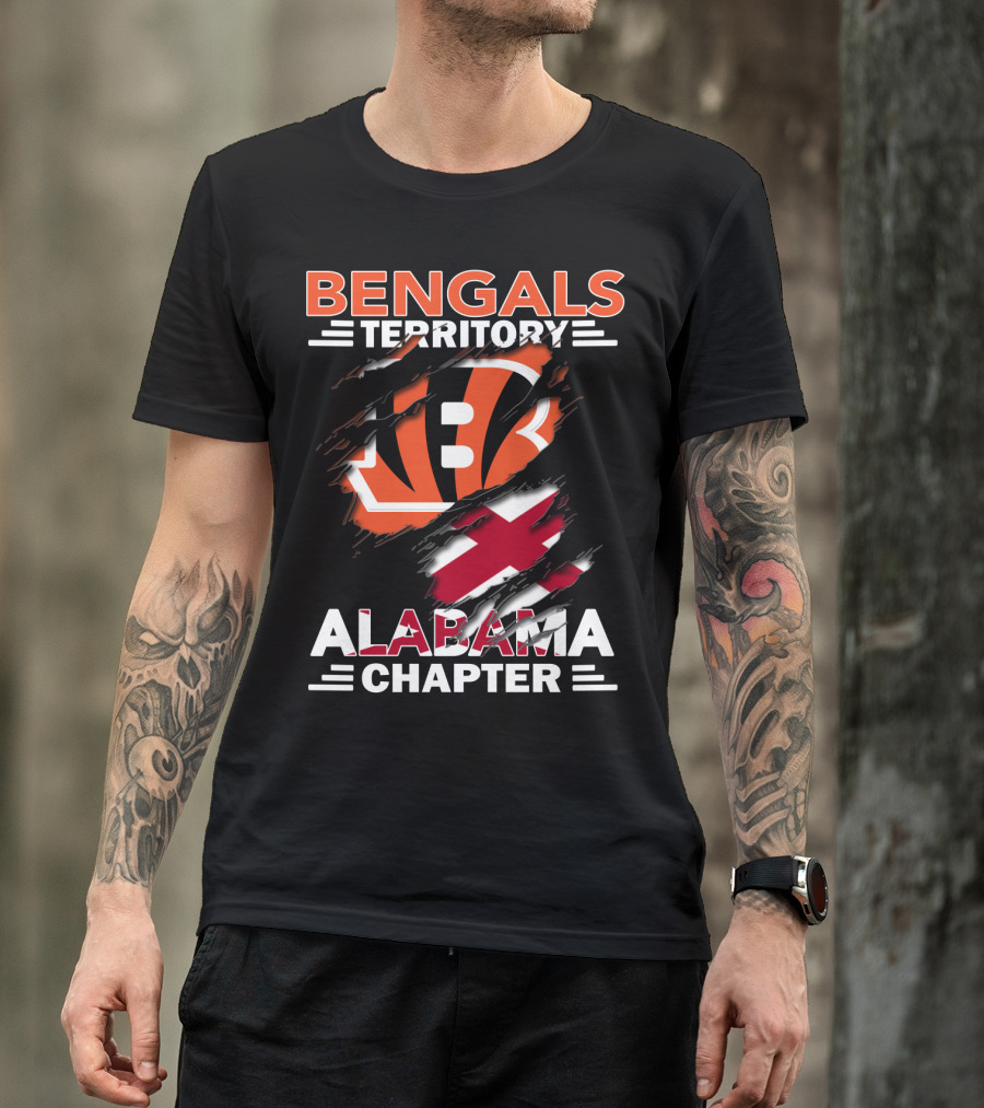 Bengals Territory Alabama Chapter Logo Featuring Torn Flag T-Shirt
