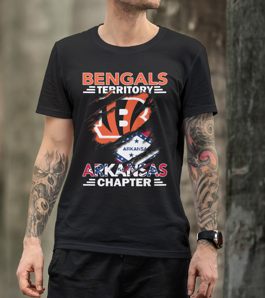 Bengals Territory Arkansas Chapter NFL Fan Logo With State Flag T-Shirt