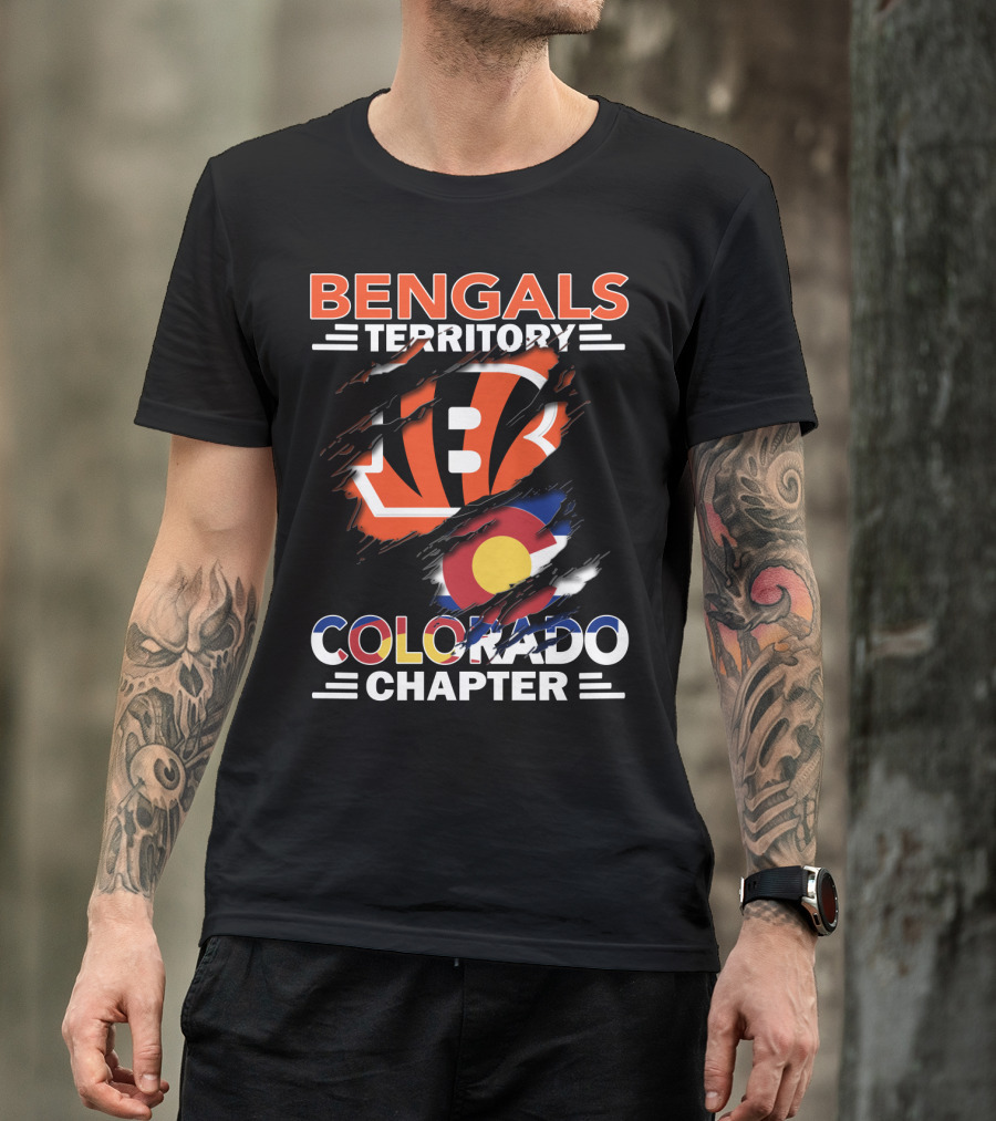 Bengals Territory Colorado Chapter B Logo And Colorado Flag T-Shirt