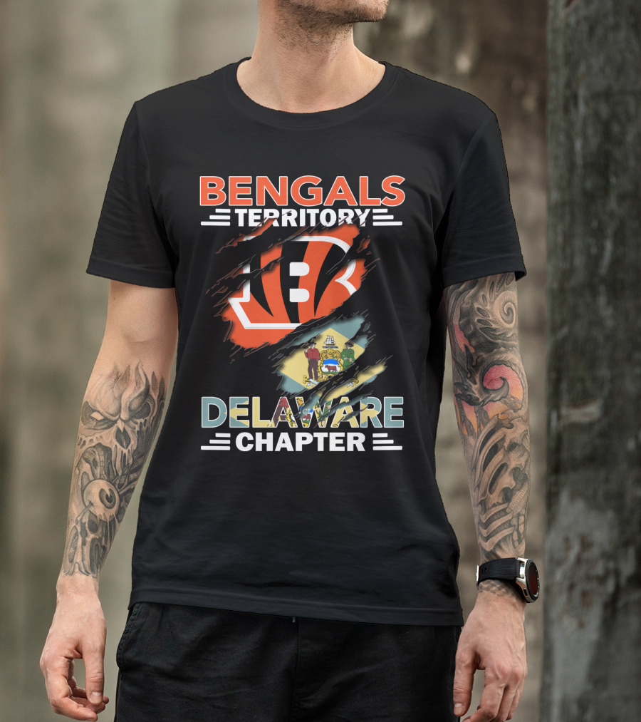 Bengals Territory Delaware Chapter Bengals Logo And Flag T-Shirt