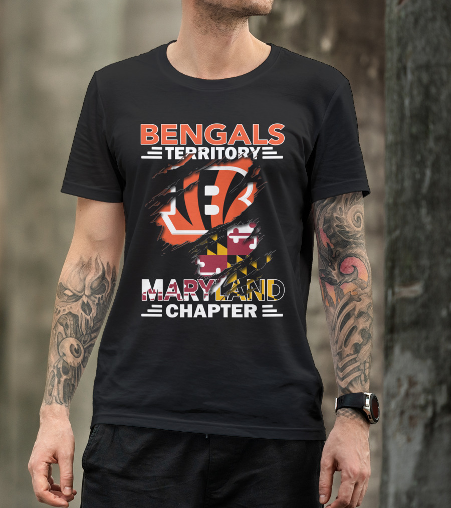 Bengals Territory Maryland Chapter Cincinnati Bengals Logo Maryland Flag T-Shirt