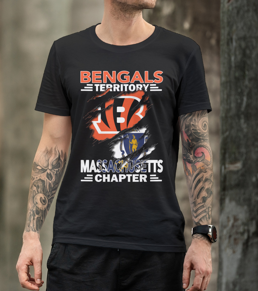 Bengals Territory Massachusetts Chapter Logo With Iconic Symbols T-Shirt
