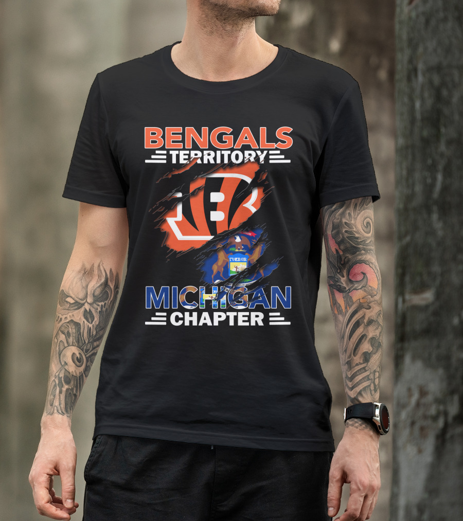 Bengals Territory Michigan Chapter Logo With State Flag Elements T-Shirt