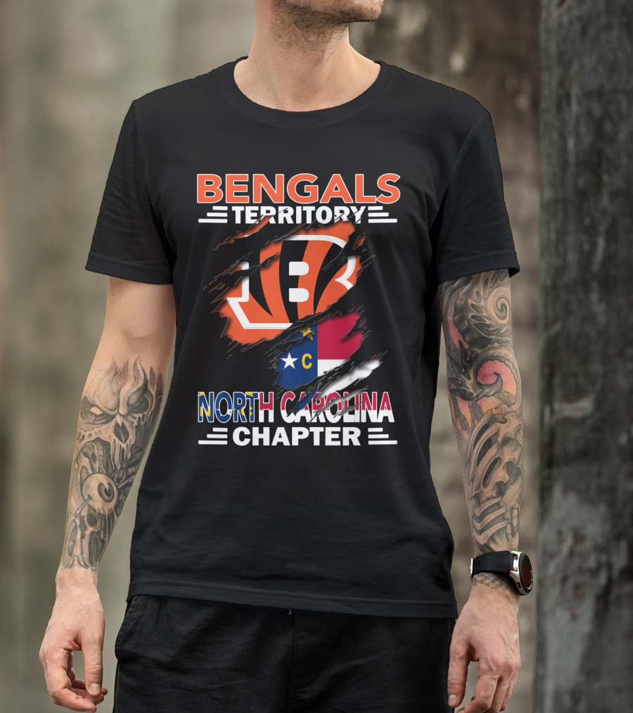 Bengals Territory North Carolina Chapter Flag And Logo Fusion T-Shirt