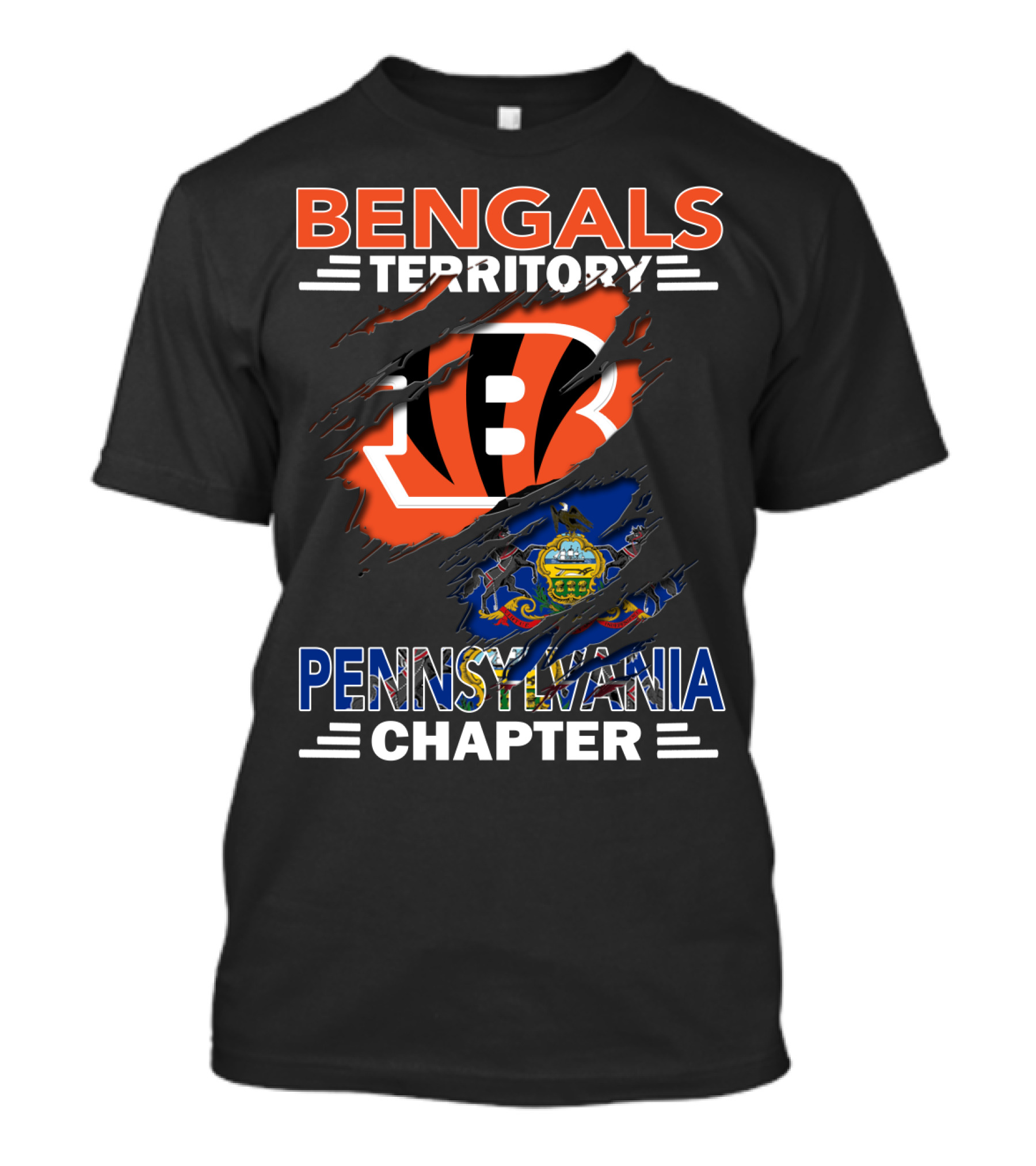 Bengals Territory Pennsylvania Chapter Logo With State Flag Elements T-Shirt