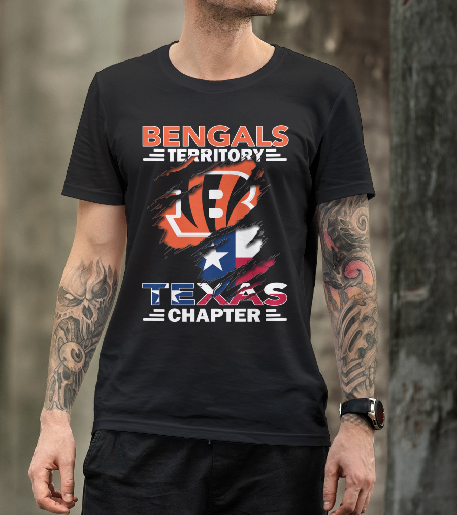 Bengals Territory Texas Chapter Cincinnati Bengals Logo With Texas Flag T-Shirt