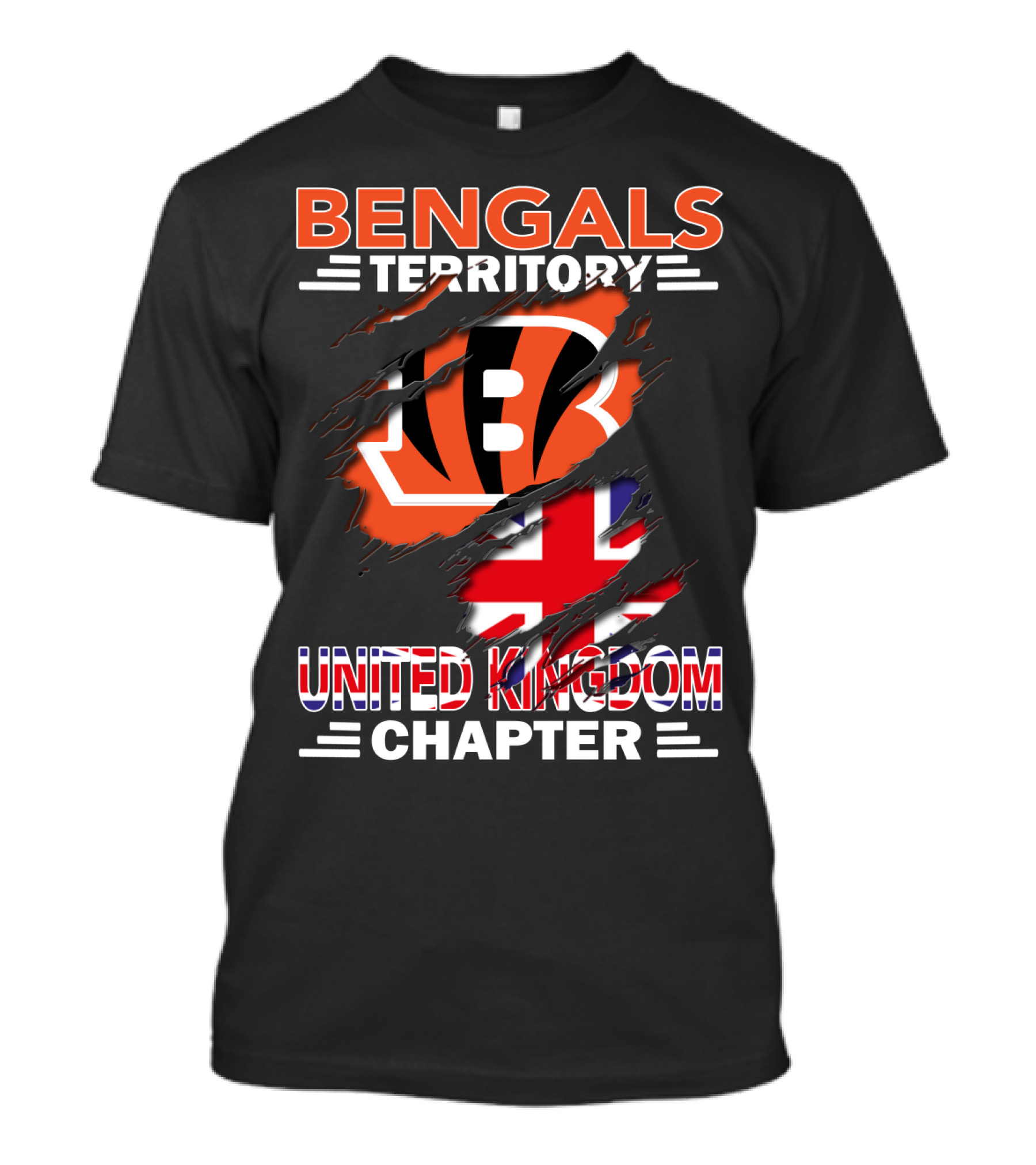 Bengals Territory United Kingdom Chapter Bengals Logo Union Jack T-Shirt