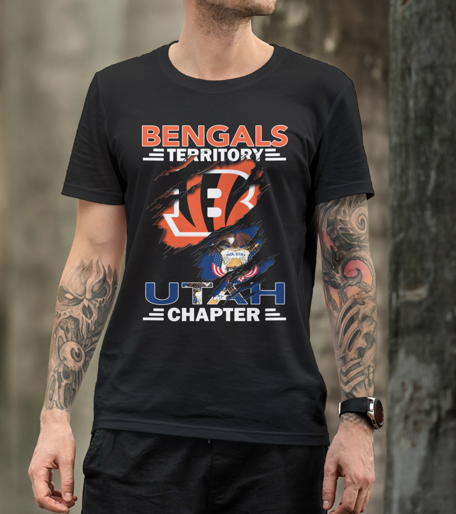 Bengals Territory Utah Chapter Emblem With Cincinnati Logo And Utah State T-Shirt
