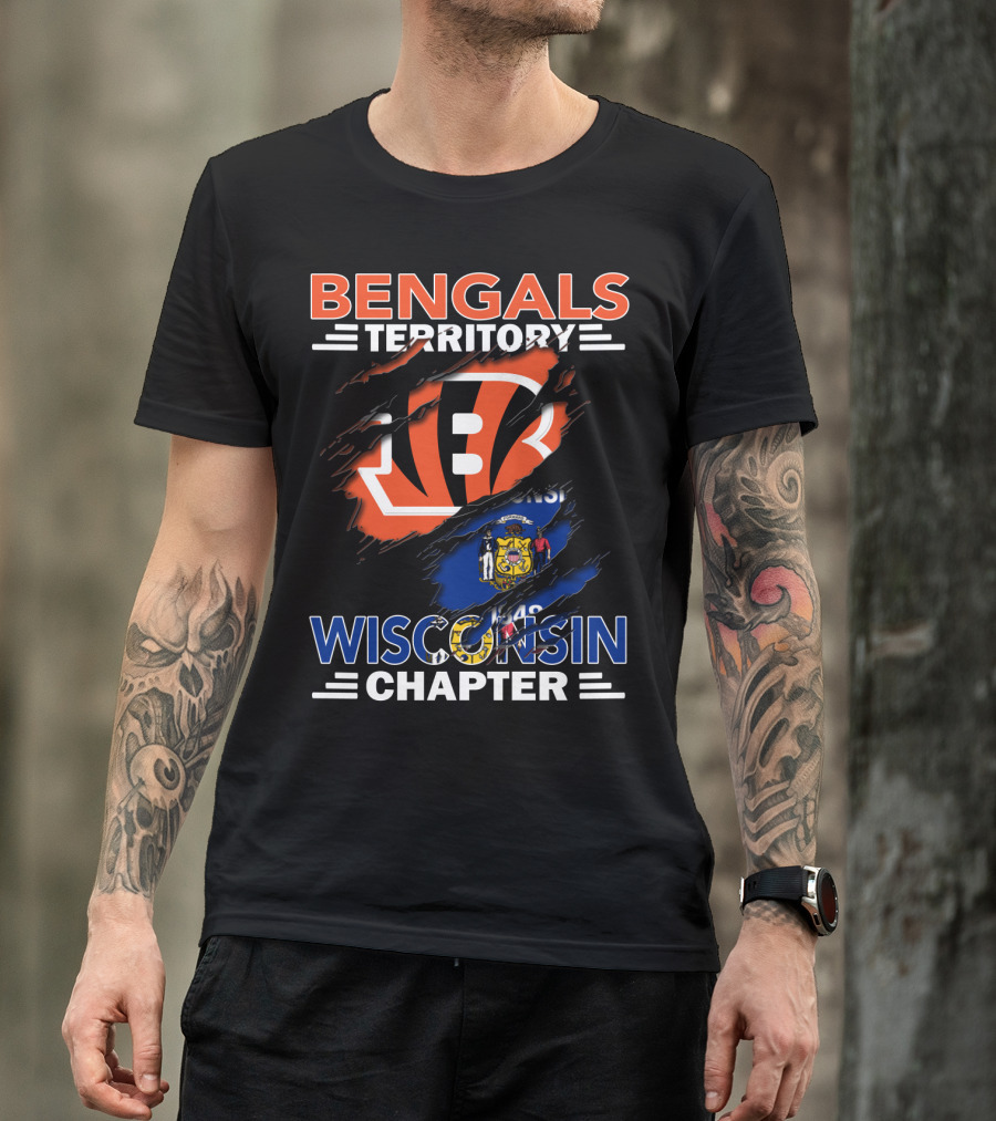 Bengals Territory Wisconsin Chapter With Cincinnati Bengals Logo And Wisconsin State Flag T-Shirt