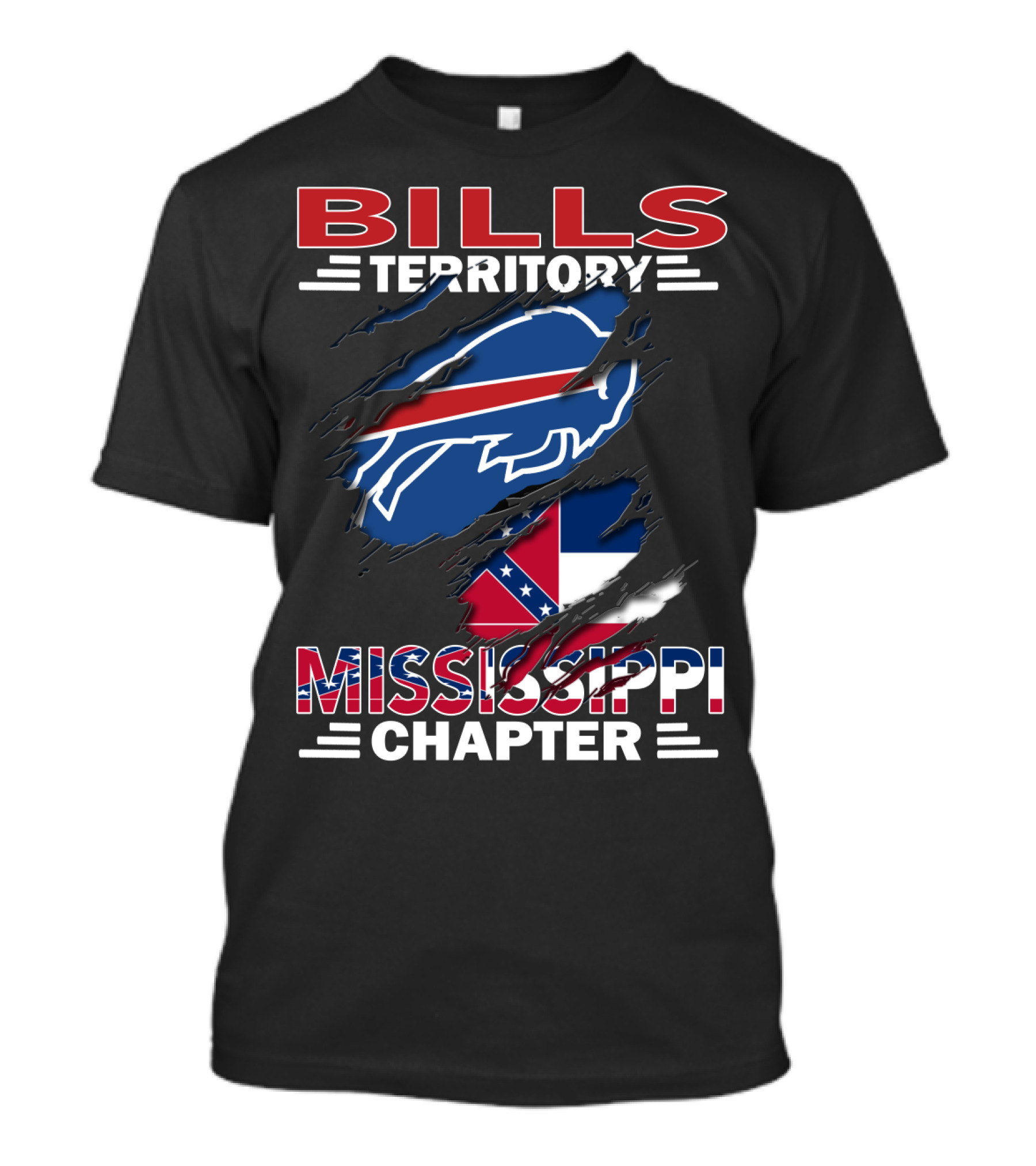 Bills Territory Mississippi Chapter Blue Buffalo Red White Flag T-Shirt