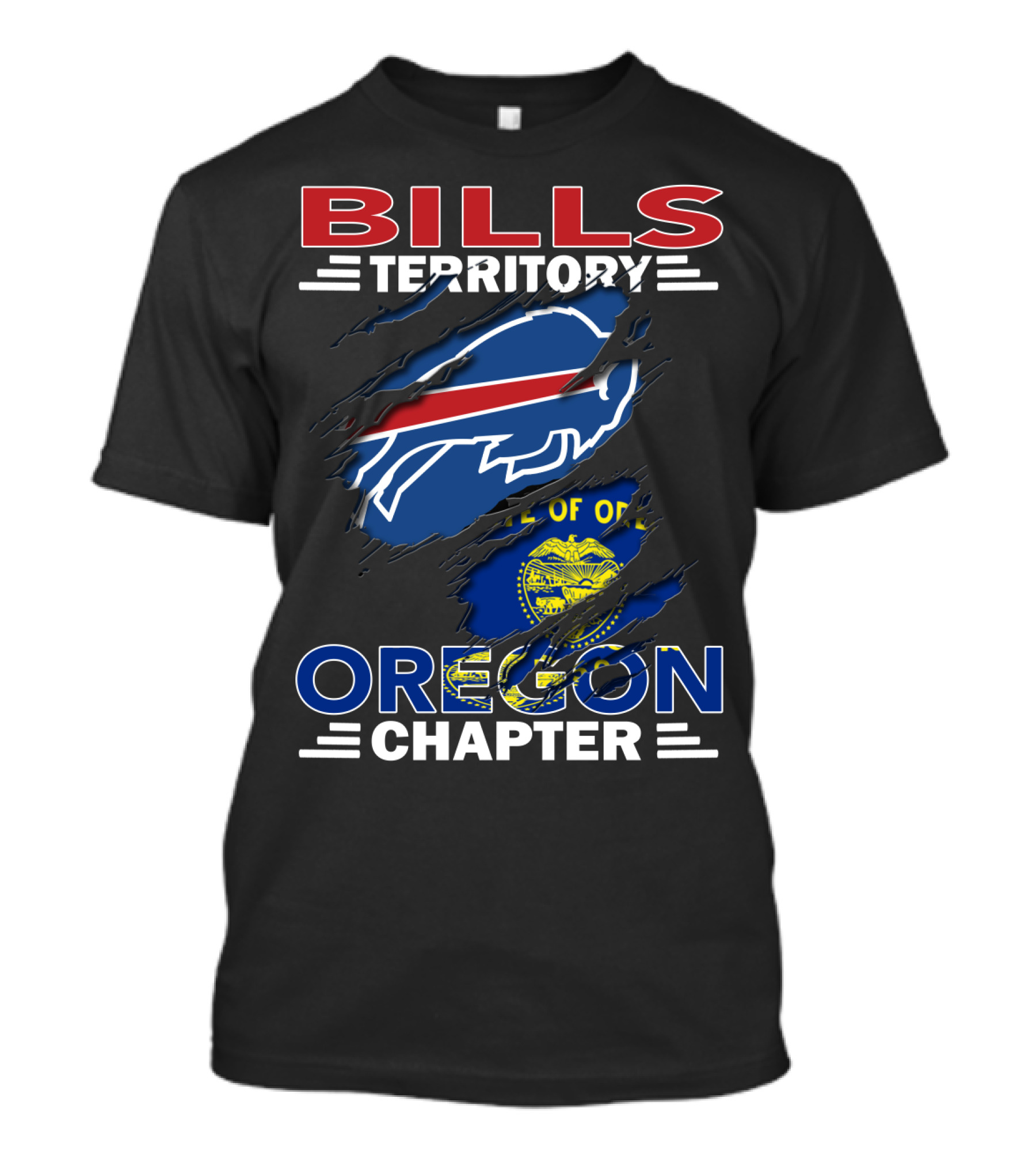 Bills Territory Oregon Chapter Buffalo And State Of Oregon Flag Elements T-Shirt