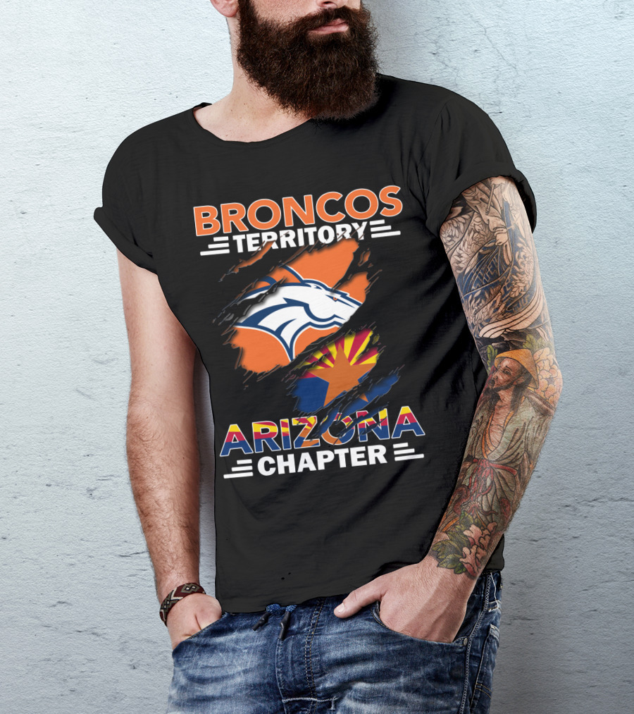 Broncos Territory Arizona Chapter Denver Football Fan Club Logo State Flag T-Shirt