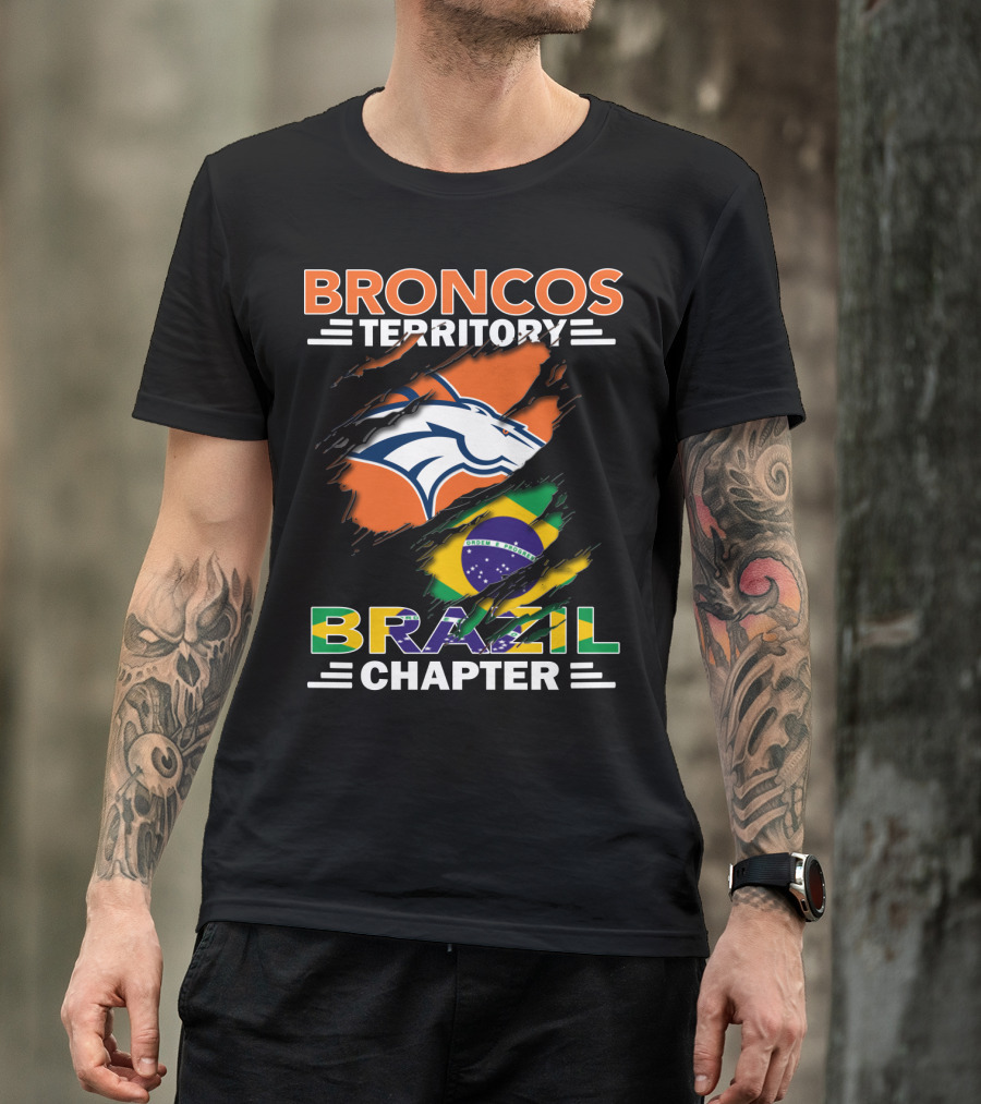 Broncos Territory Brazil Chapter NFL Fan Club Brazilian Flag T-Shirt