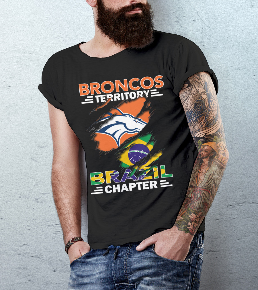 Broncos Territory Brazil Chapter NFL Fan Club Brazilian Flag T-Shirt