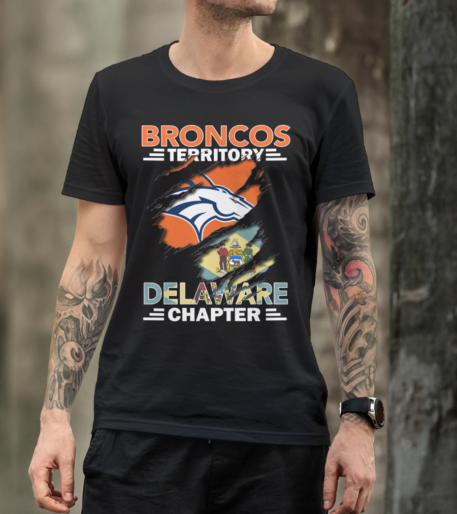 Broncos Territory Delaware Chapter State Flag And Logo Elements T-Shirt