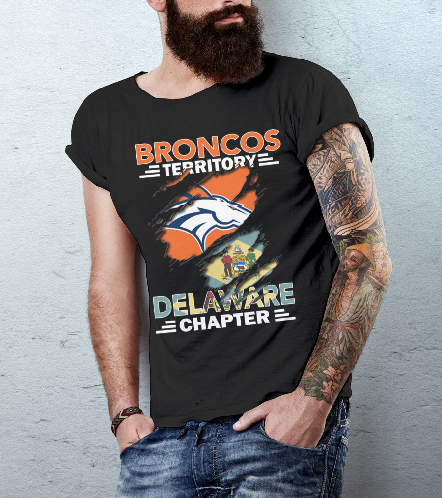 Broncos Territory Delaware Chapter State Flag And Logo Elements T-Shirt