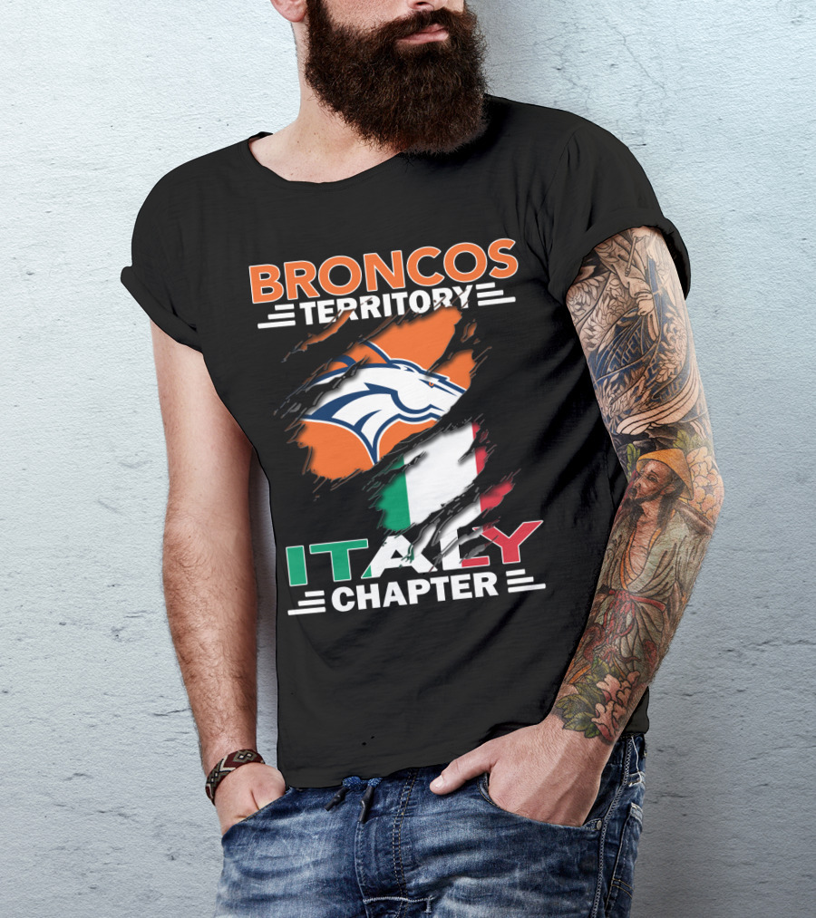 Broncos Territory Italy Chapter Italy Flag Denver T-Shirt