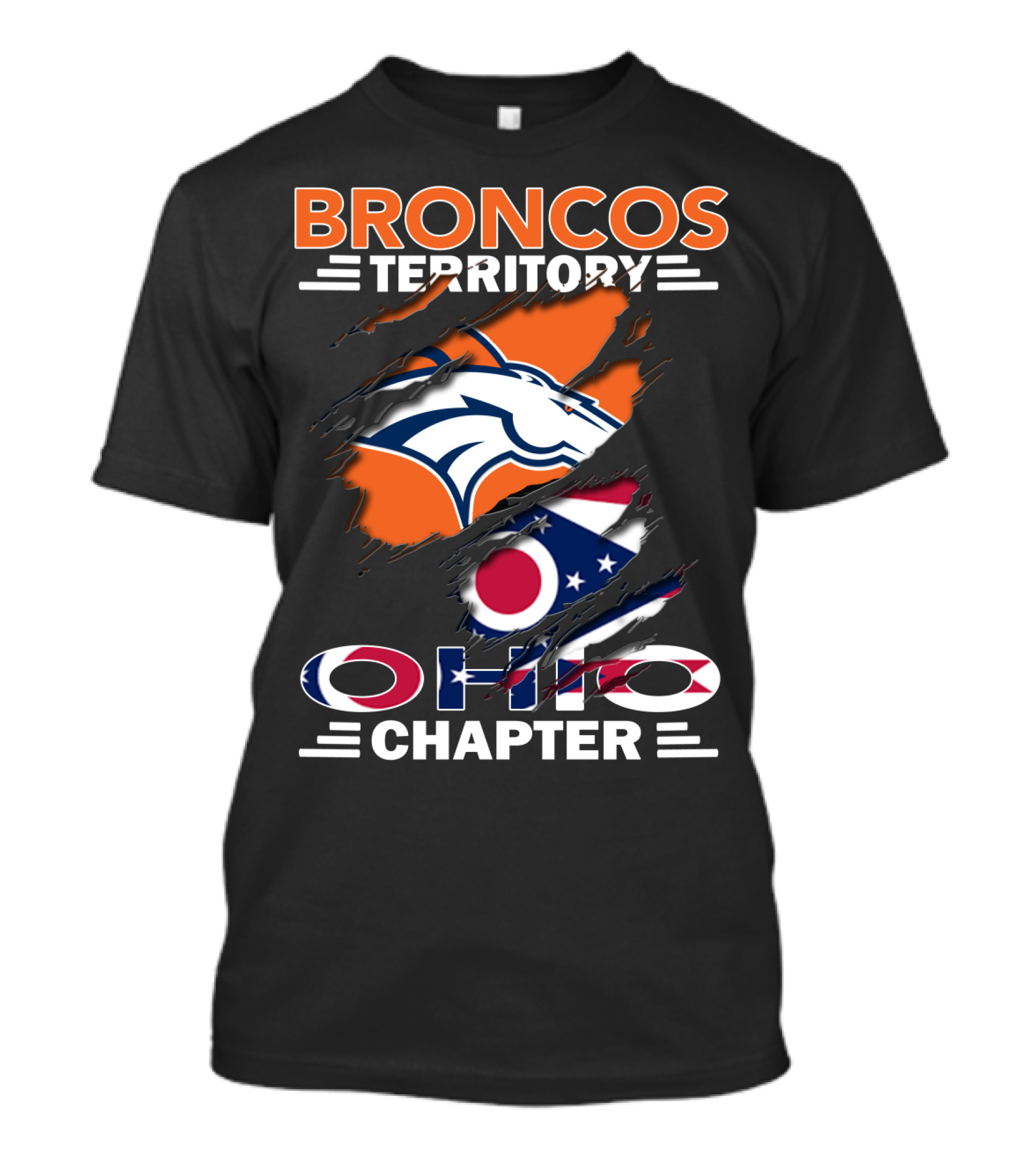 Broncos Territory Ohio Chapter Broncos Logo Ohio Flag T-Shirt
