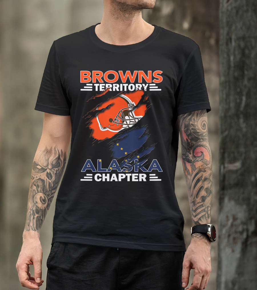 Browns Territory Alaska Chapter Football Helmet And Alaska Flag Integration T-Shirt