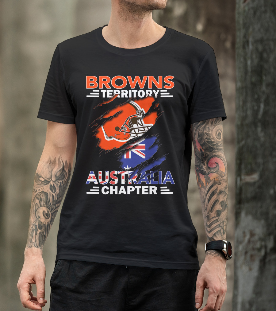 Browns Territory Australia Chapter Helmet With Flag T-Shirt