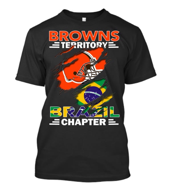 Browns Territory Brazil Chapter Helmet And Flag T-Shirt