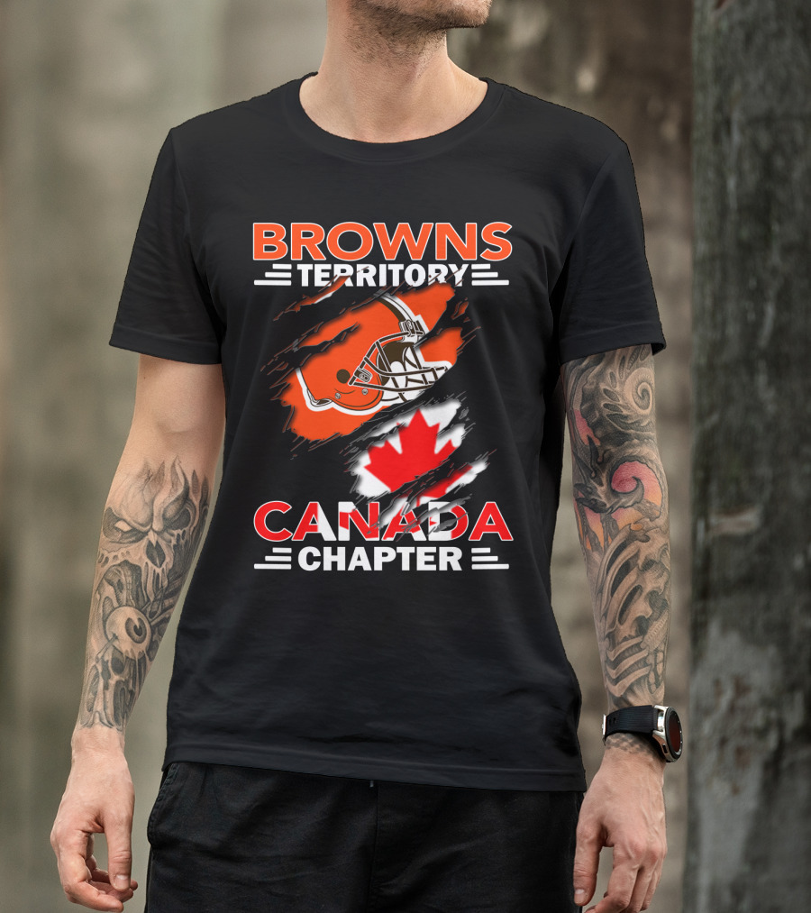 Browns Territory Canada Chapter Helmet And Maple Leaf T-Shirt