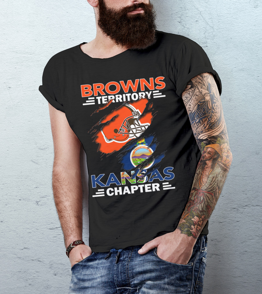 Browns Territory Kansas Chapter Football Helmet And State Seal T-Shirt