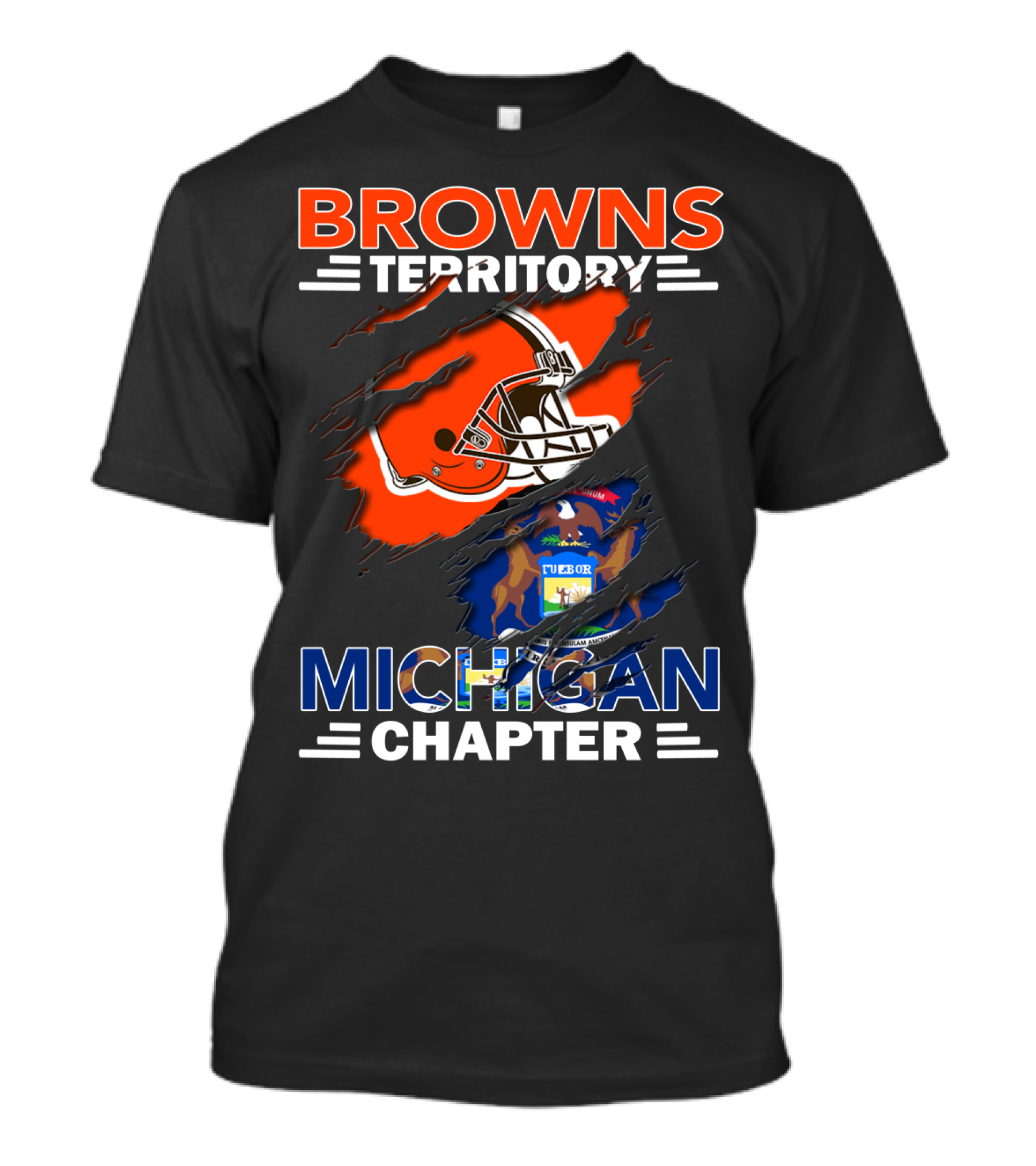Browns Territory Michigan Chapter Helmet And State Emblem T-Shirt