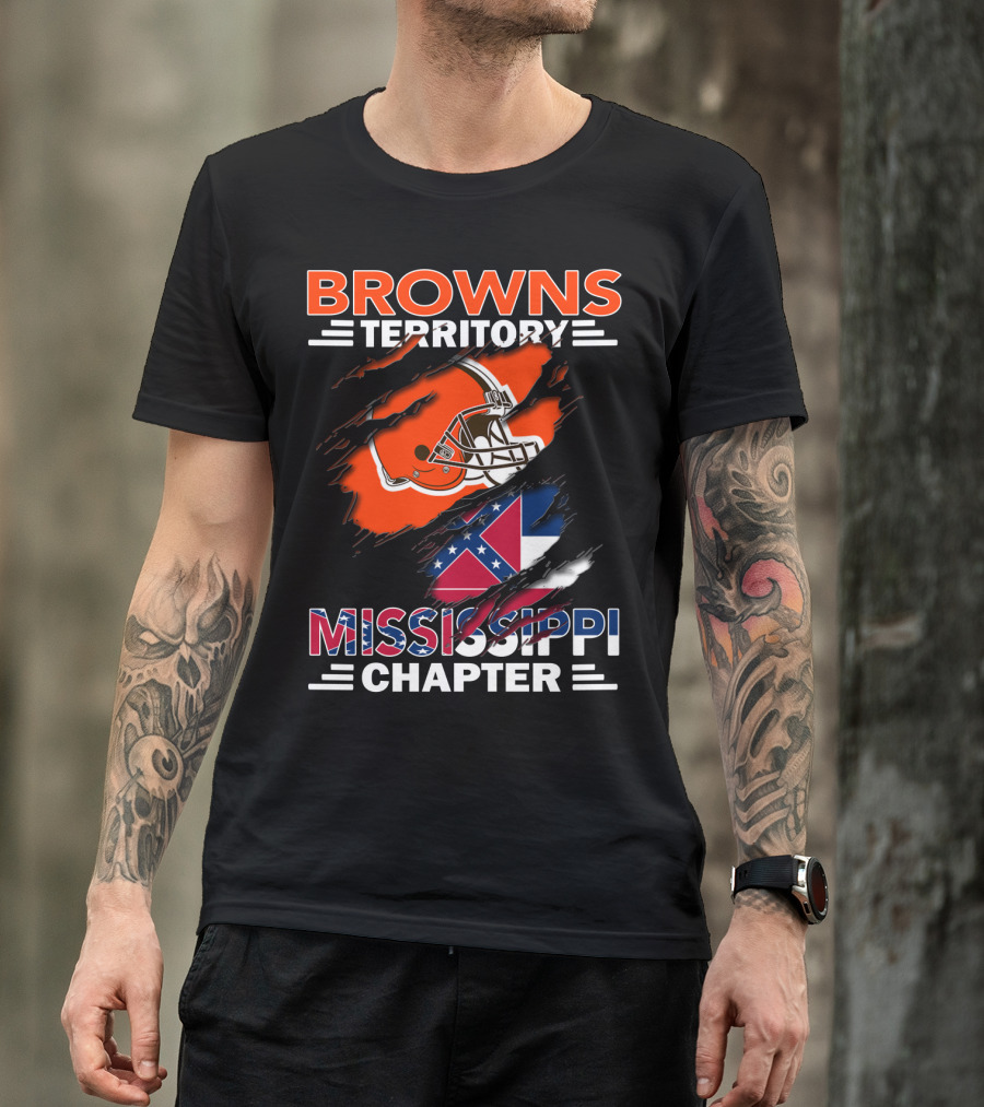Browns Territory Mississippi Chapter Helmet And Flag T-Shirt
