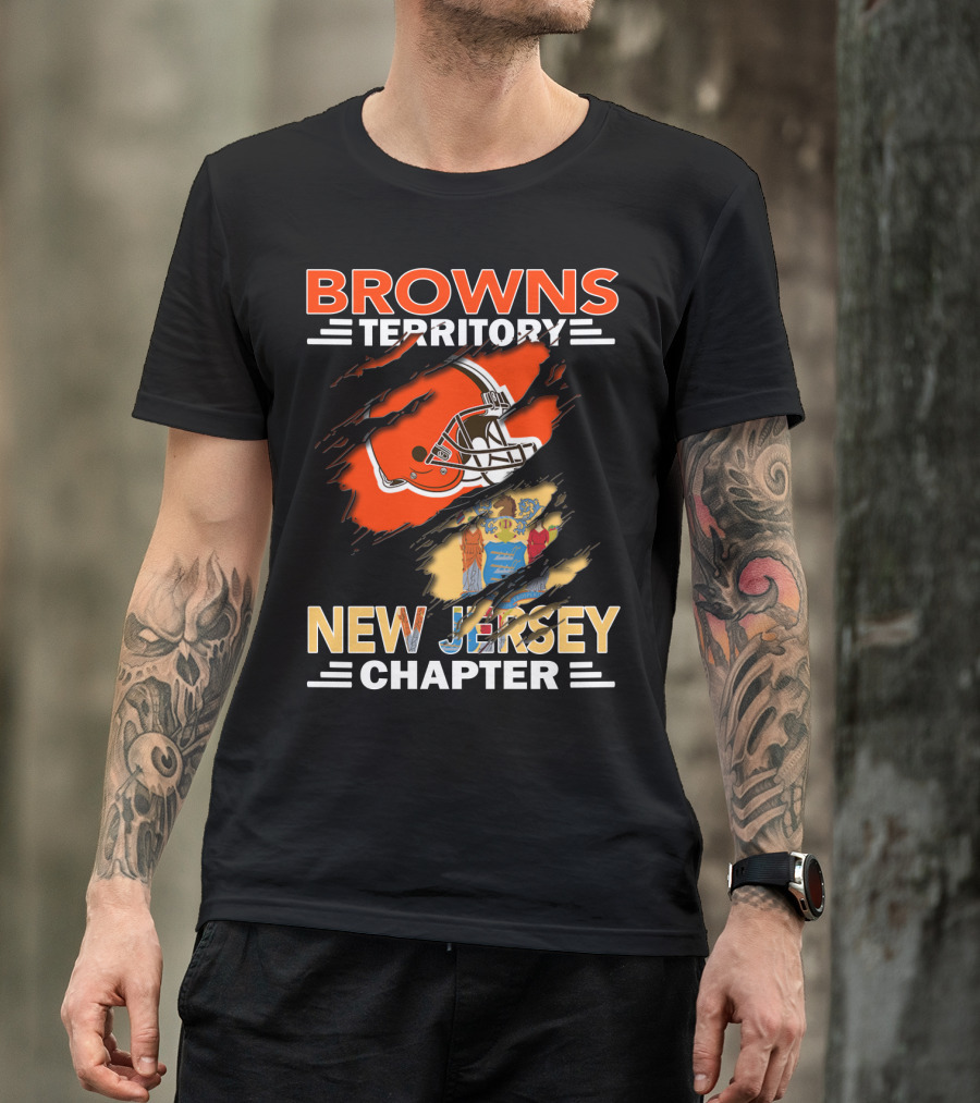 Browns Territory Football Helmet New Jersey Chapter State Flag T-Shirt