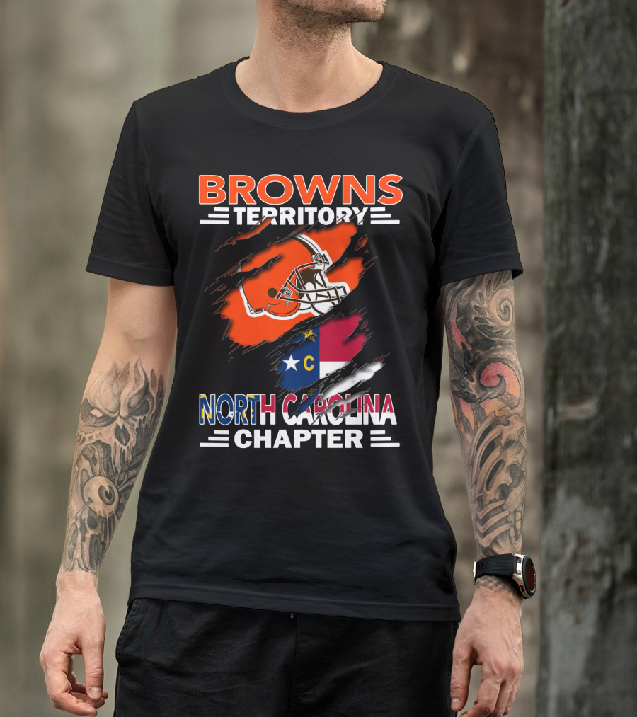 Browns Territory North Carolina Chapter Helmet And Flag T-Shirt