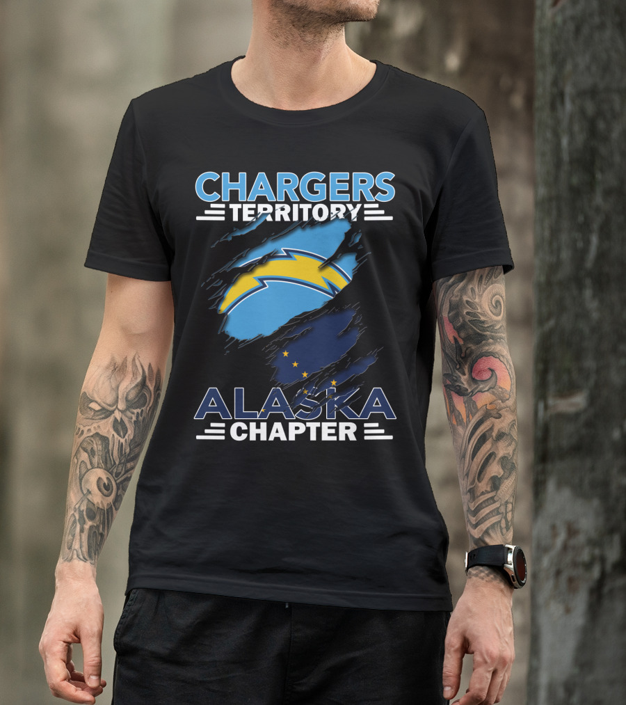 Chargers Territory Alaska Chapter Ripped Lightning Bolt And Stars T-Shirt