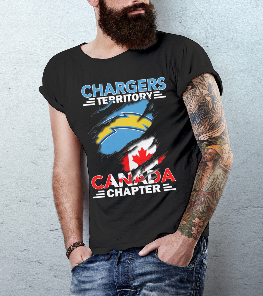 Chargers Territory Canada Chapter Lightning Bolt Canadian Flag T-Shirt