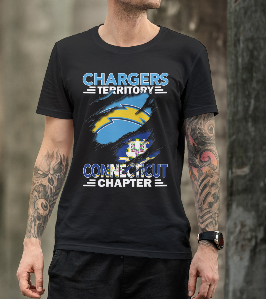 CHARGERS TERRITORY CONNECTICUT CHAPTER Chargers Logo Connecticut State Flag T-Shirt