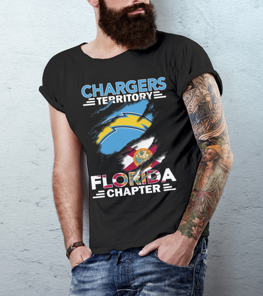 Chargers Territory Florida Chapter Logo With Florida State Flag And Bolt T-Shirt