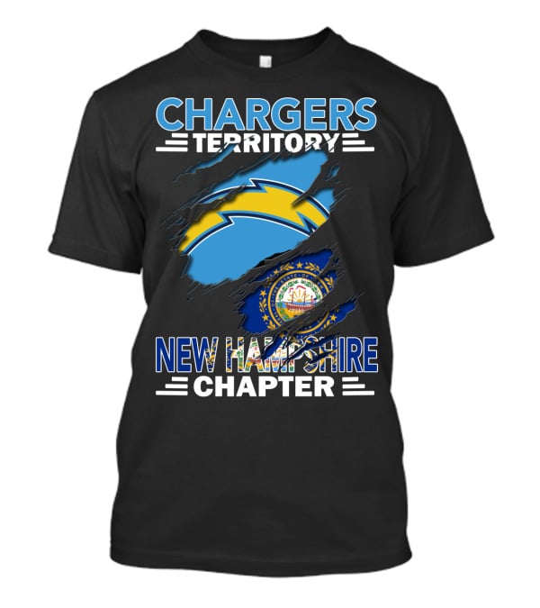 Chargers Territory New Hampshire Chapter State Flag And Lightning Bolt T-Shirt