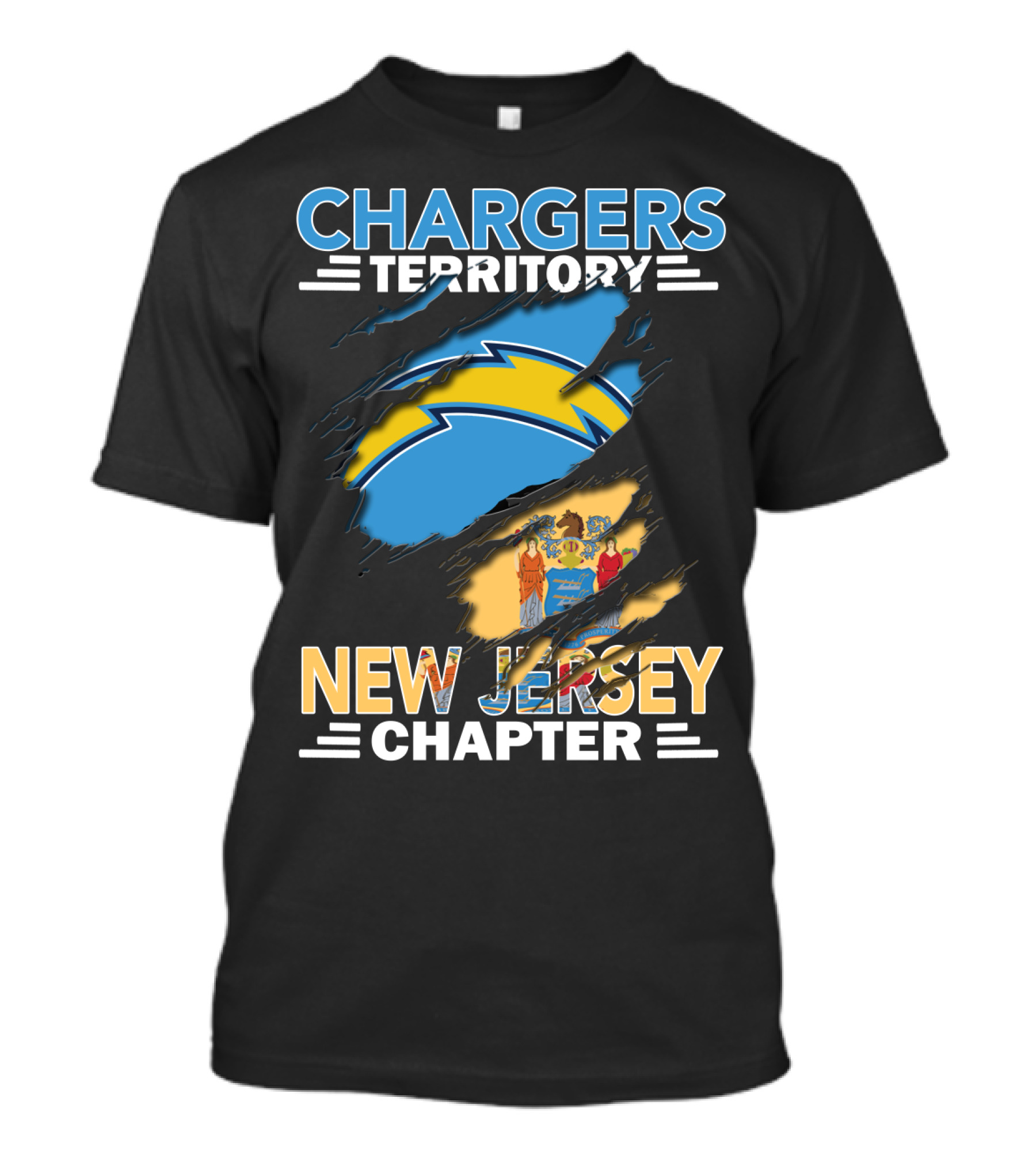 Chargers Territory New Jersey Chapter With State Flag And Team T-Shirt
