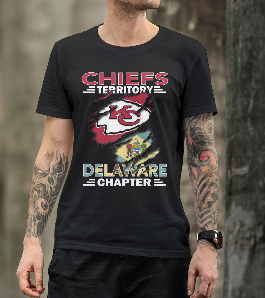 Chiefs Territory Delaware Chapter Kansas City Logo State Flag T-Shirt
