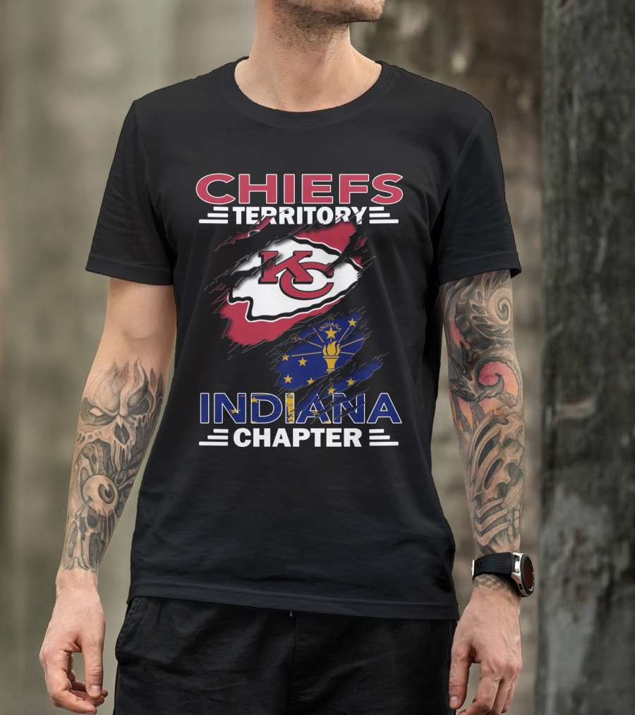 Chiefs Territory Indiana Chapter KC Logo And Indiana State Flag T-Shirt