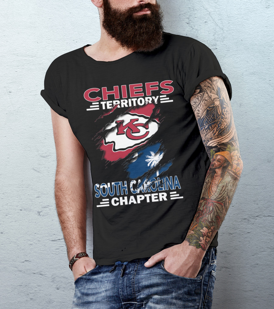Chiefs Territory South Carolina Chapter KC Logo Wrapping Palmetto Flag T-Shirt
