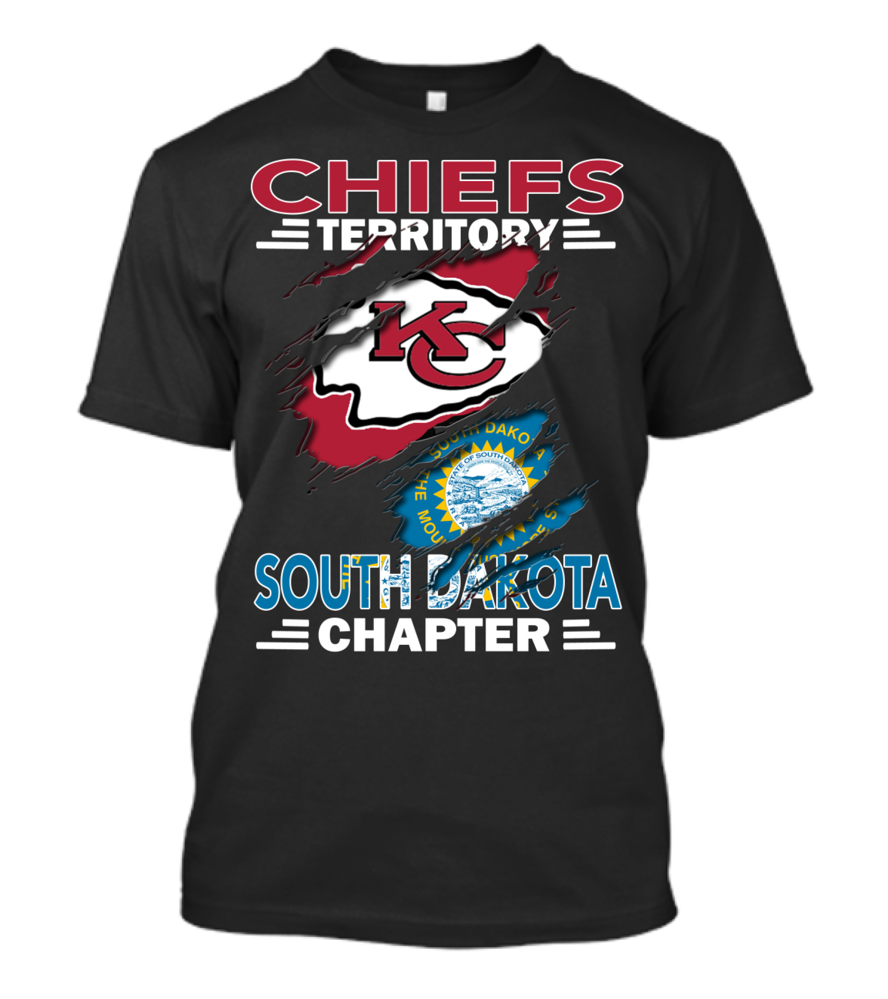 CHIEFS TERRITORY SOUTH DAKOTA CHAPTER KC Logo And South Dakota Emblem T-Shirt